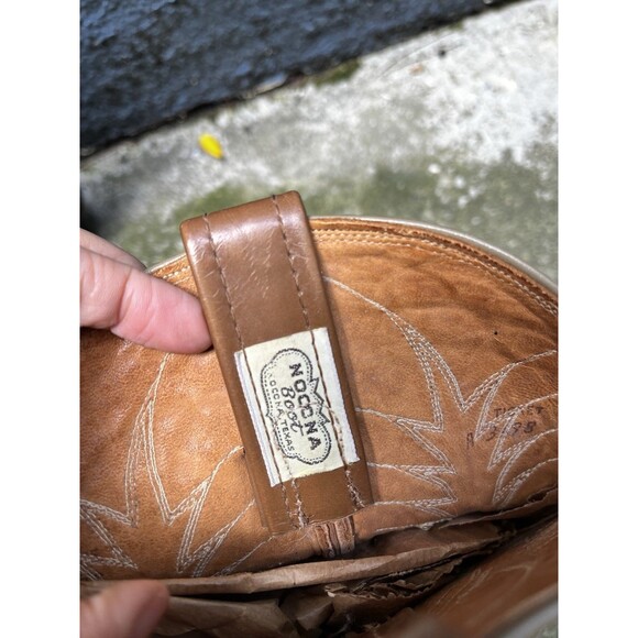 Nocona Cowboy Boots Size 7 EE Tan Eel Leather Rodeo Texas Embroidered Pull Tab main image 4